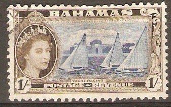 Bahamas 1954 1s Ultramarine and deep olive-sepia. SG211a.